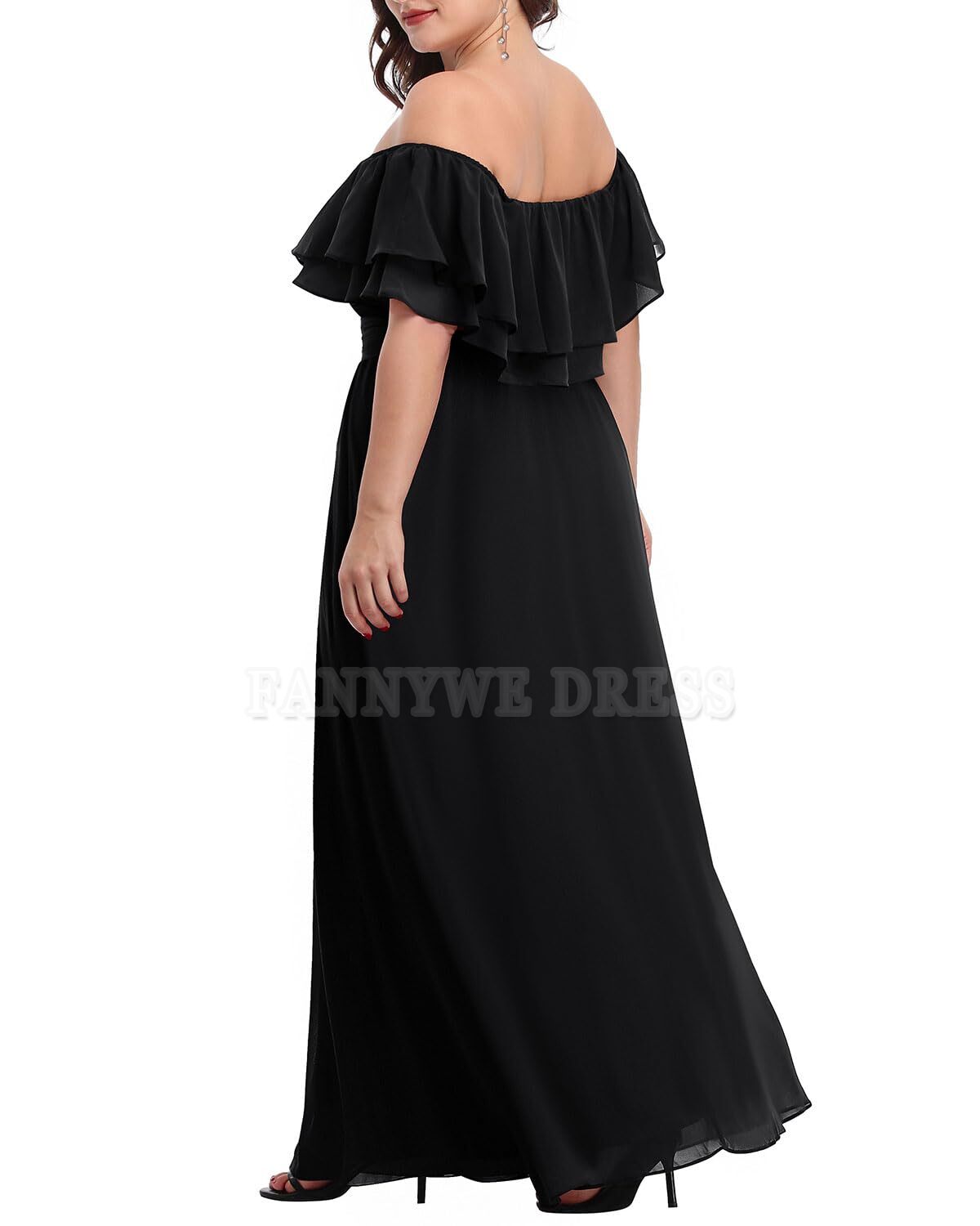 Vestidos formales de gasa con hombros descubiertos y corte A de talla grande, vestidos de dama de honor, vestidos de noche, vestidos de fiesta
